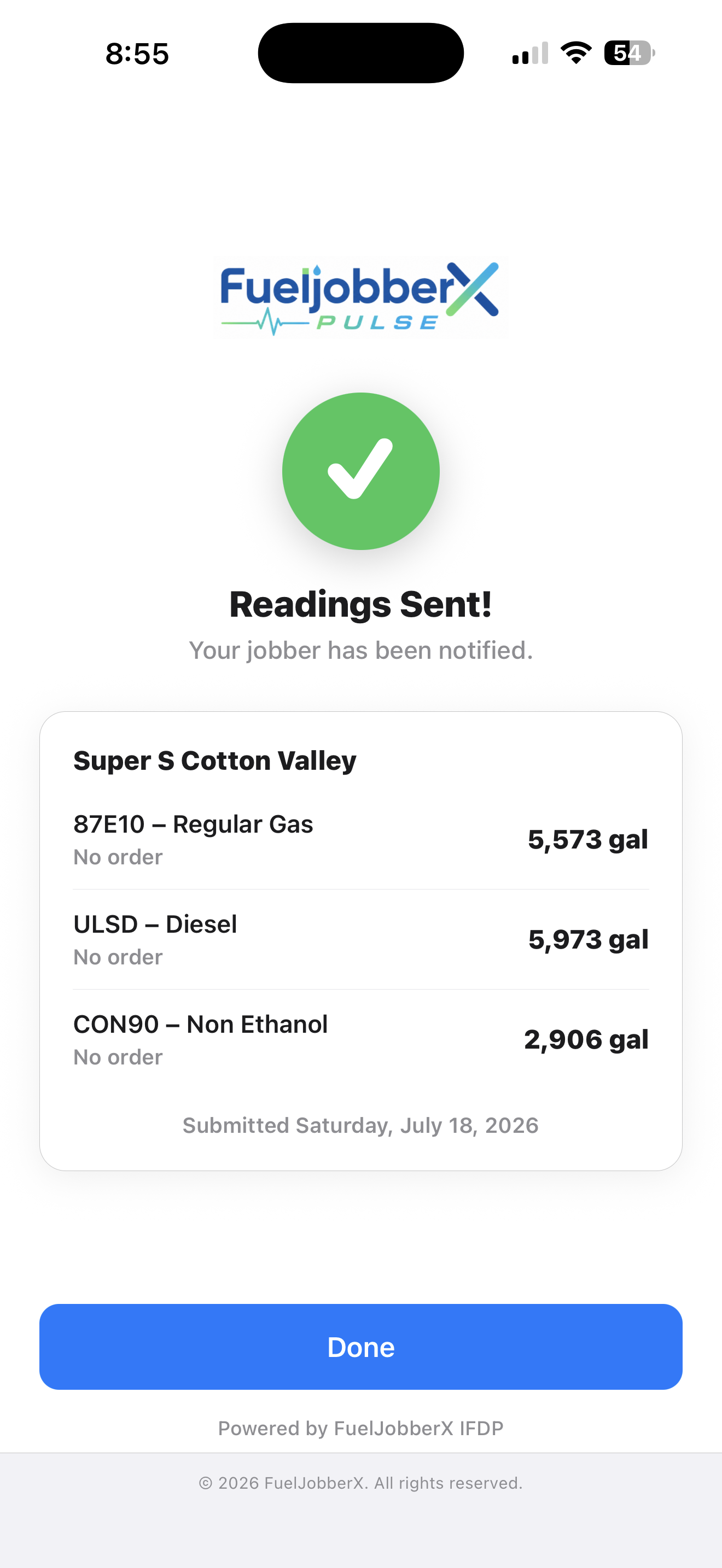 Delivery request confirmation in FuelJobberX Pulse