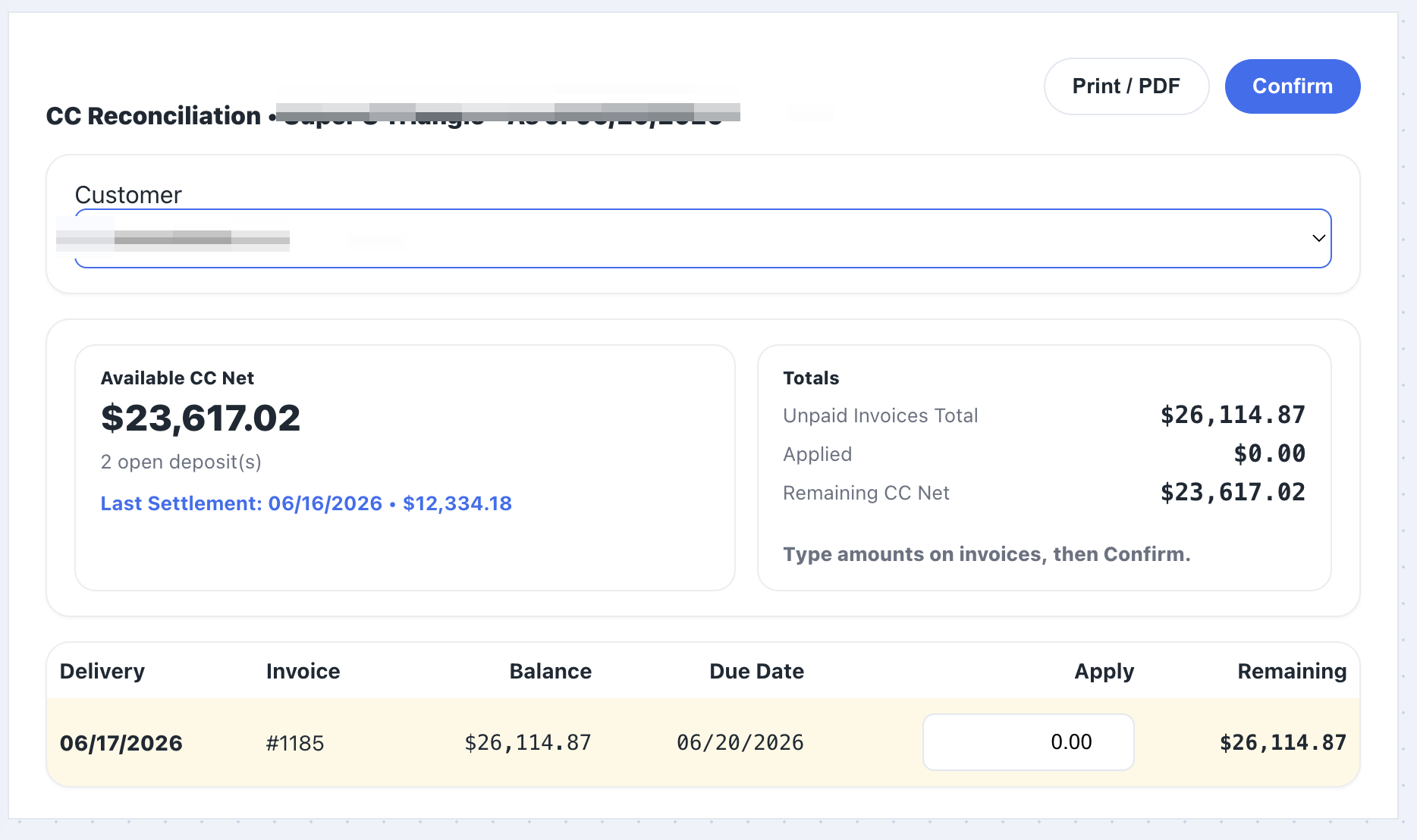 FuelJobberX Credit Card Reconciliation
