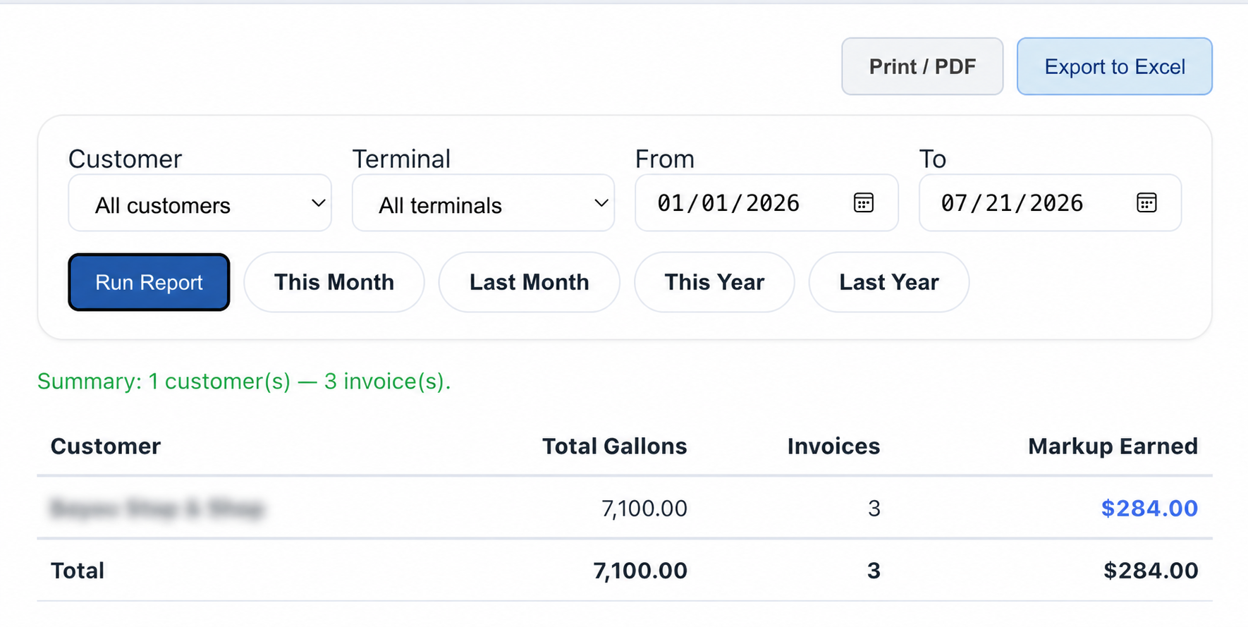 FuelJobberX Revenue Reports